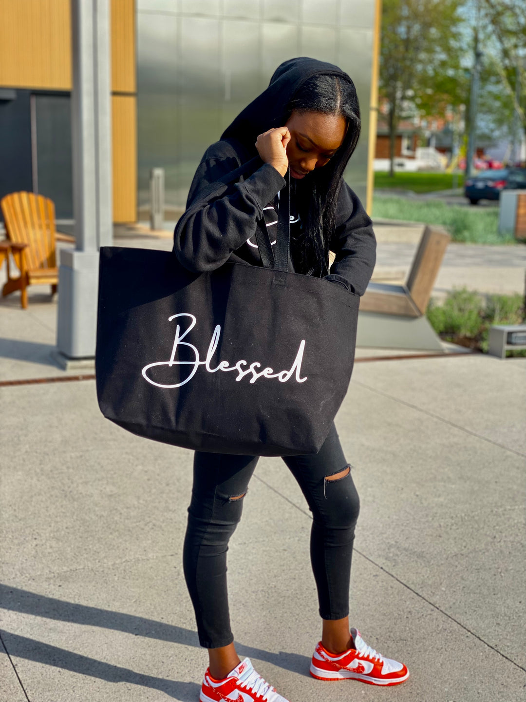 Black Blessed XL Tote Bag